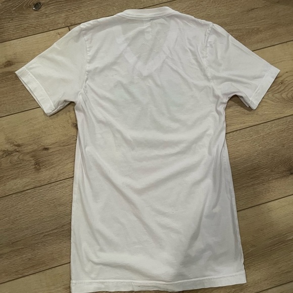 WHITE V neck short sleeved T shirt mint green heart spell out "Hope" cotton XS. - Picture 8 of 9